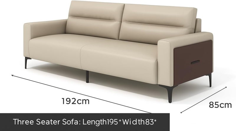 Aroma Homes Modern Office Leather Sofa Set – 3+2+1 Seater | Minimalist PU Leather Couch | Elegant Seating for Living Room, Lounge, or Reception Area (Beige Brown) - Image 2